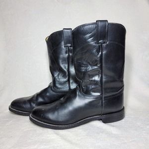 Justin Leather Roper Cowboy Western Boots 3133 Men’s Size US 9.5 EE Black